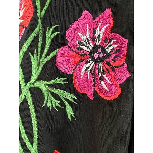 Bob Mackie Black Floral Embroidered 90s Western Shirt Shacket Small - Picture 3 of 7